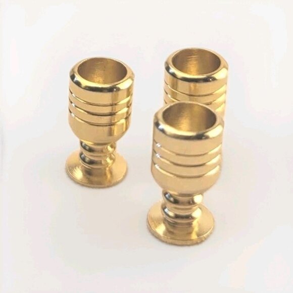 Vintage Doll House Dollhouse Furniture Brass Miniature 1/2" Metal Goblet Cup - Picture 3 of 6